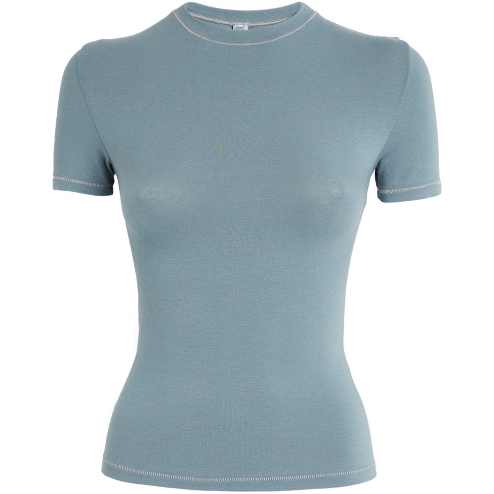 SKIMS cotton blend contrast stitch tee small